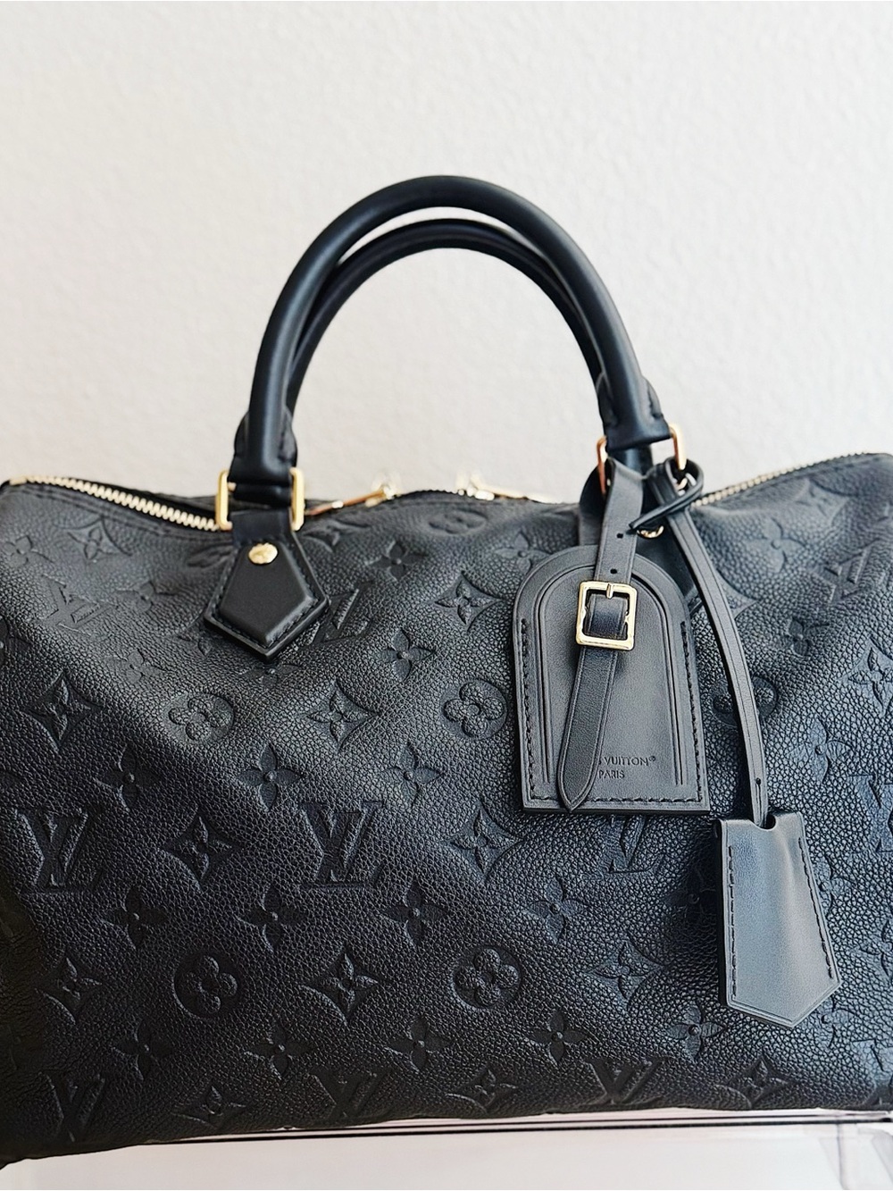 Louis Vuitton Black Embossed Monogram Duffel Bag